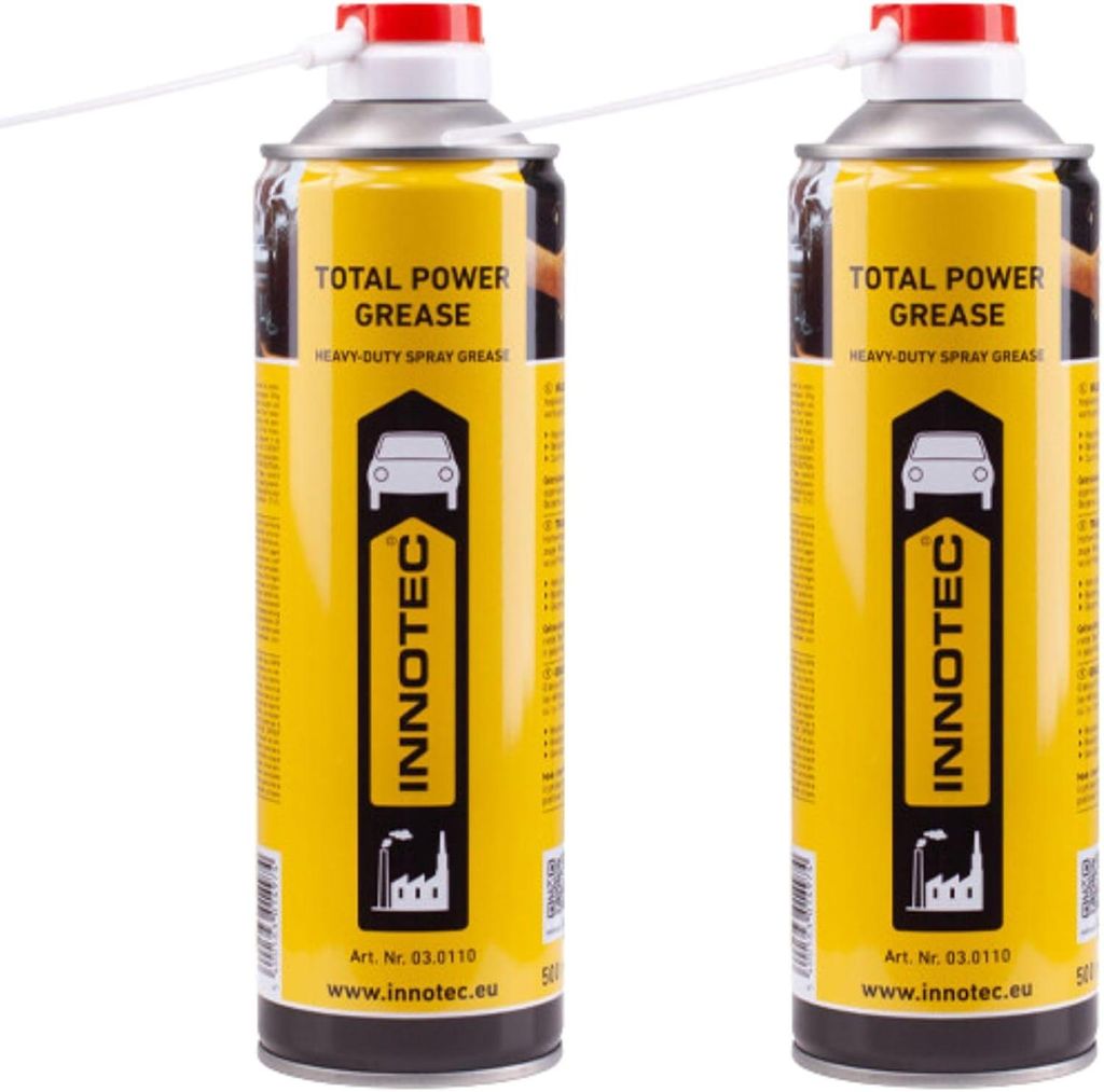 2 Stück INNOTEC Total Power Grease 500 ml – nahezu transparentes, extrem Druck- & temperaturbeständiges Sprühfett, gutes Eindringvermögen, s...