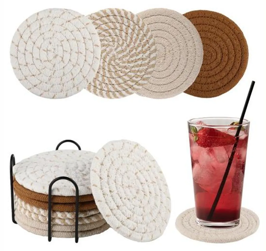 Dessous de verre pour tasses et mugs en coton avec support de table