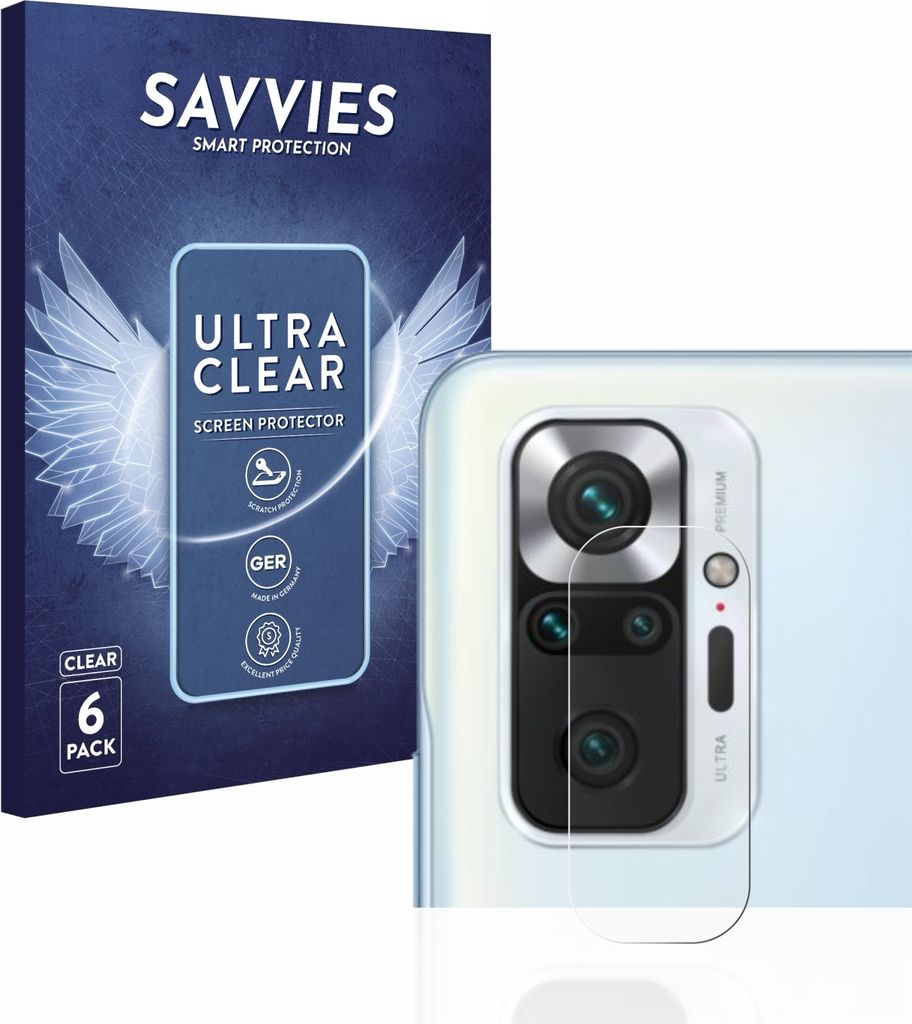 6x Für Xiaomi Redmi Note 10 Pro / Max (nur Kamera) Schutzfolie Savvies Displayschutz Display Schutz Folie Klar Transparent