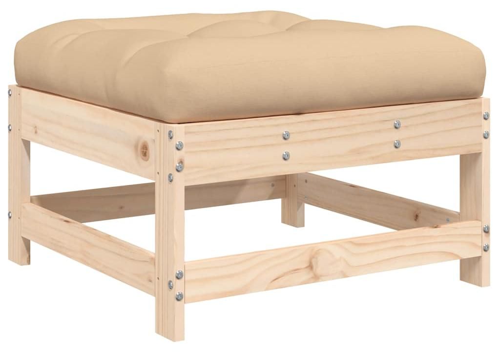 vidaXL Gartenhocker mit Kissen Massivholz Kiefer Produktbild 