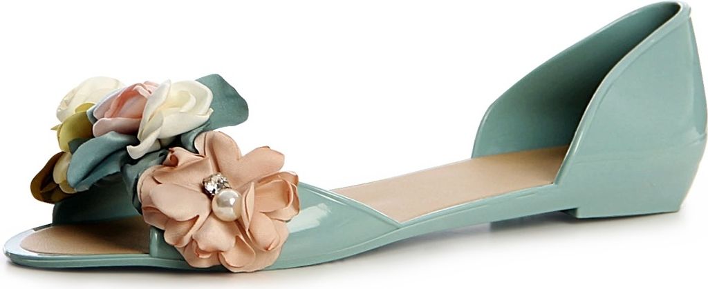 topschuhe24 1428 Damen Bade Sandalen Sandaletten Blume Verziert, Farbe:Petrol Blau, Größe:38 EU
