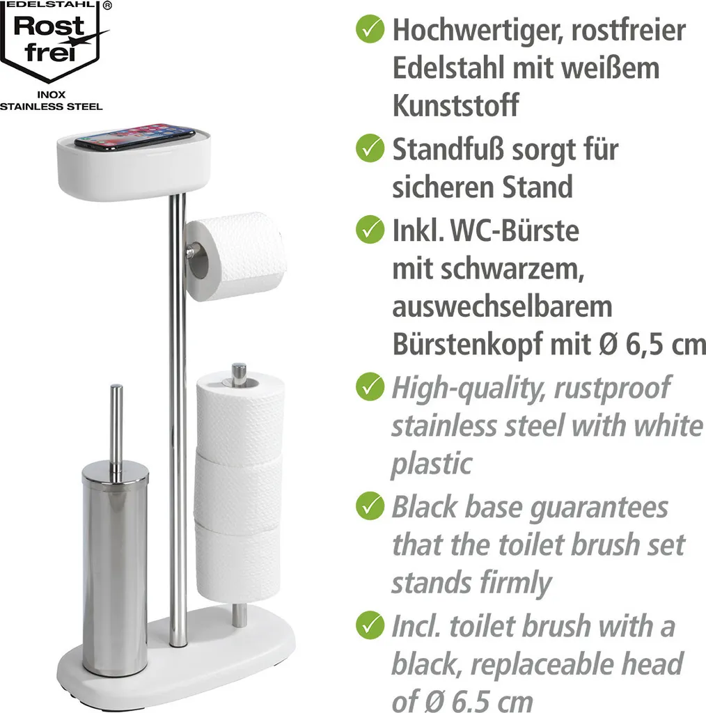 Aménagement WC sans perçage : Serviteur Porte-papier avec Tablette - 3