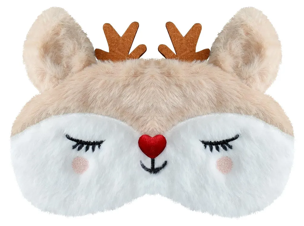 Sommeil profond à Noël grâce au masque peluche bois de cerf blanc