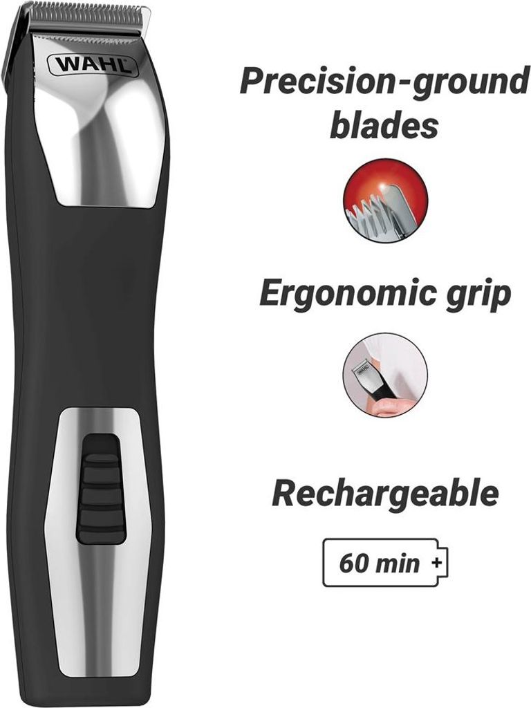 Wahl GroomsMan Pro, Akku, Selbstschärfende Rollen, Schwarz, Produktbild 