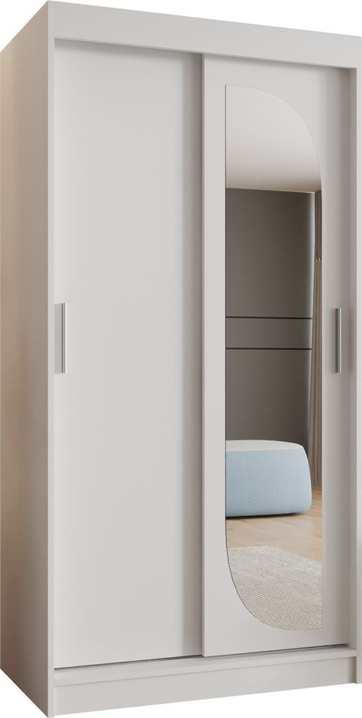 MEBLE KRYSPOL LUCY 100 Schlafzimmerschrank mit zwei Schiebetüren – moderner Aufbewahrungsschrank mit Kleiderstange und Regalen – 100x200x62cm ...