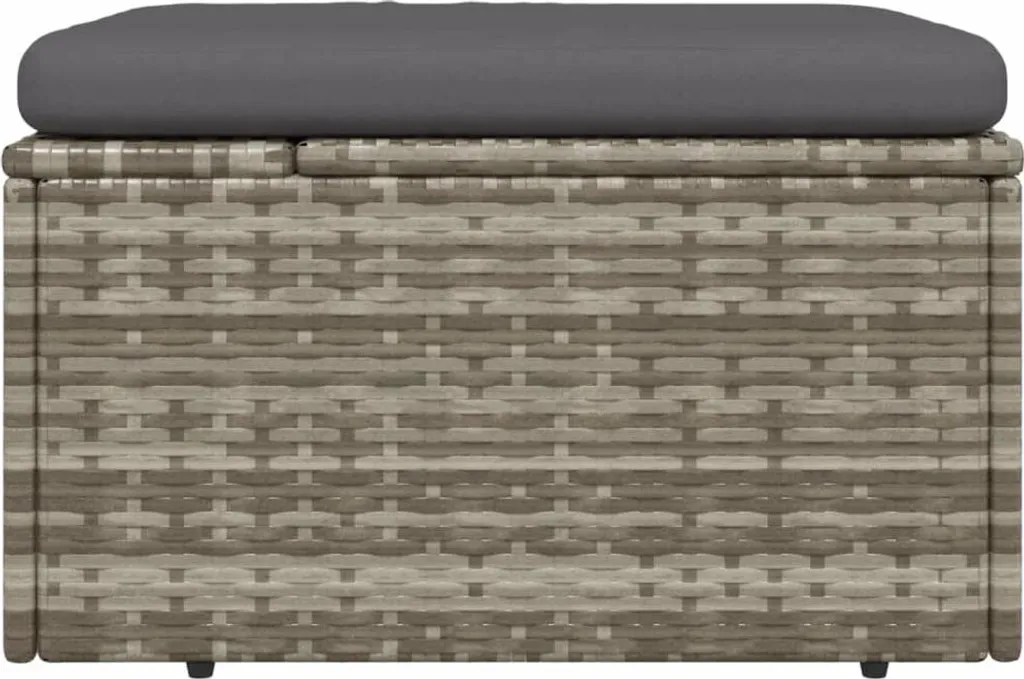 Tabouret extérieur en polyrotin résistant gris avec coussin de siège - 5