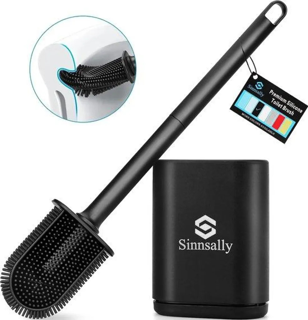 Brosse WC en silicone noir mat flexible pour un nettoyage efficace 40 cm