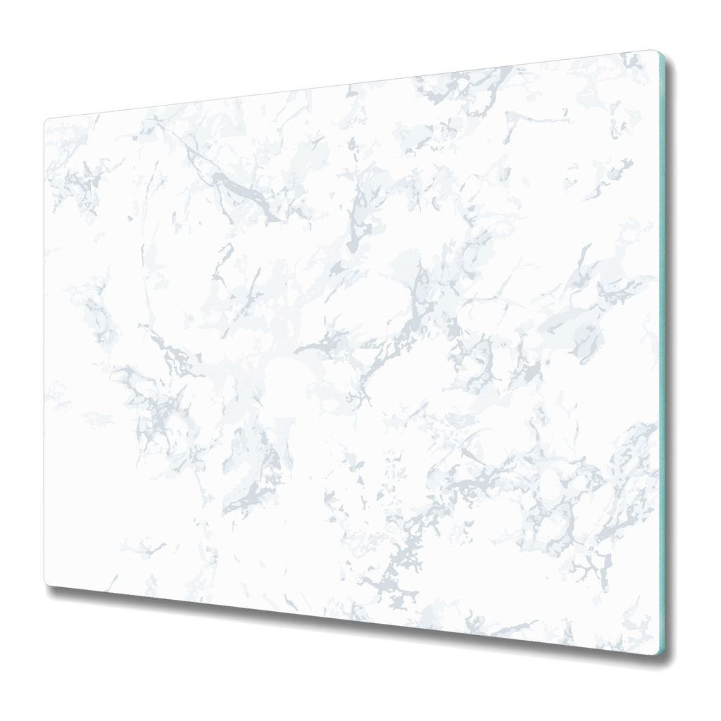 Küchenschneidebrett - Glasschneidebrett - Herdabdeckung - 60x52 - Marmor grau und weiß