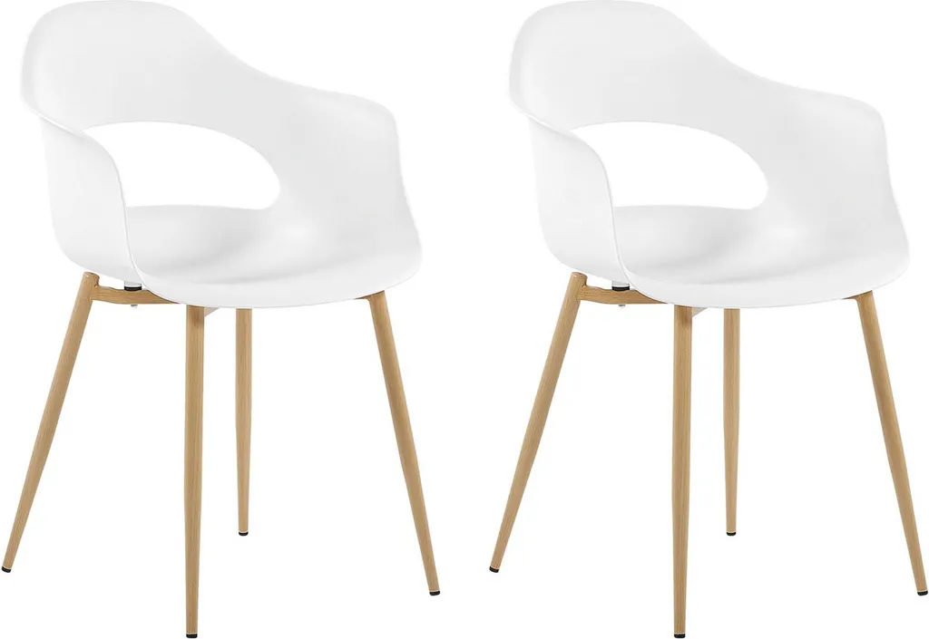 Chaises blanches faciles à nettoyer avec pieds stables BELIANI Lot de 2