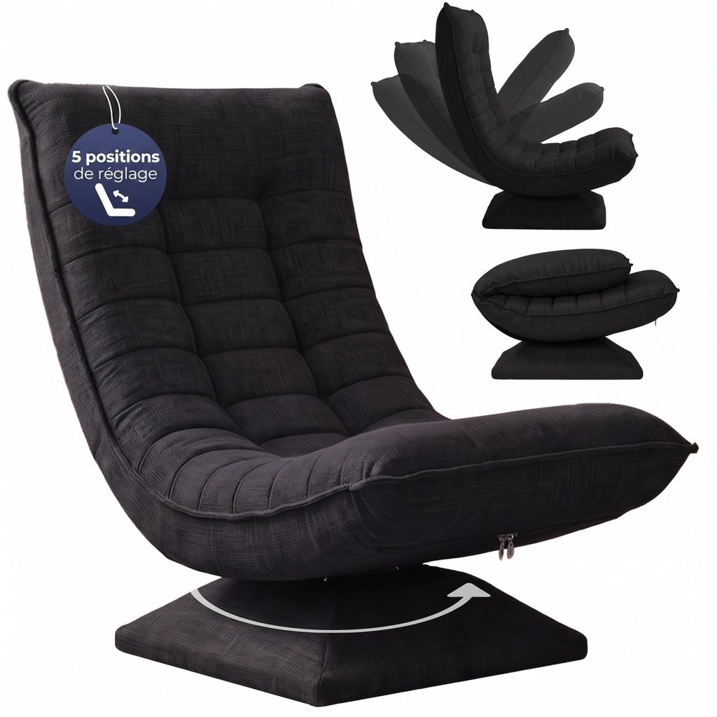 CASARIA Fauteuil tout confort pivotant 360 degrés noir Image du produit 