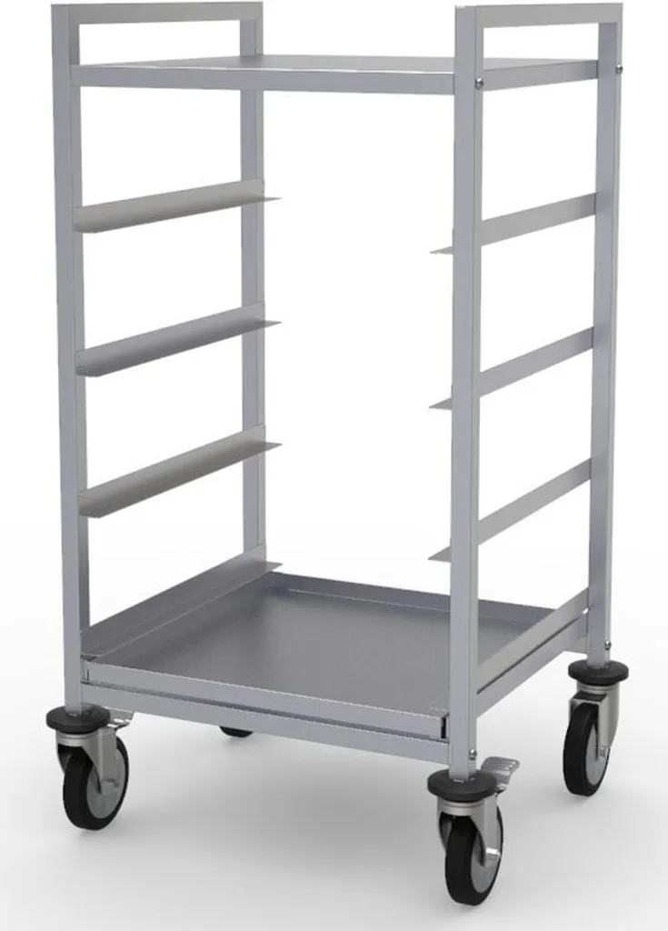 Chariot à vaisselle Combisteel avec 4 rails et 4 roues pivotantes