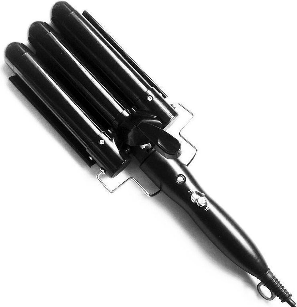 INF Dreikammer-Lockenstab mit Hitzeschutz und zwei Temperatureinstellungen Schwarz 20mm