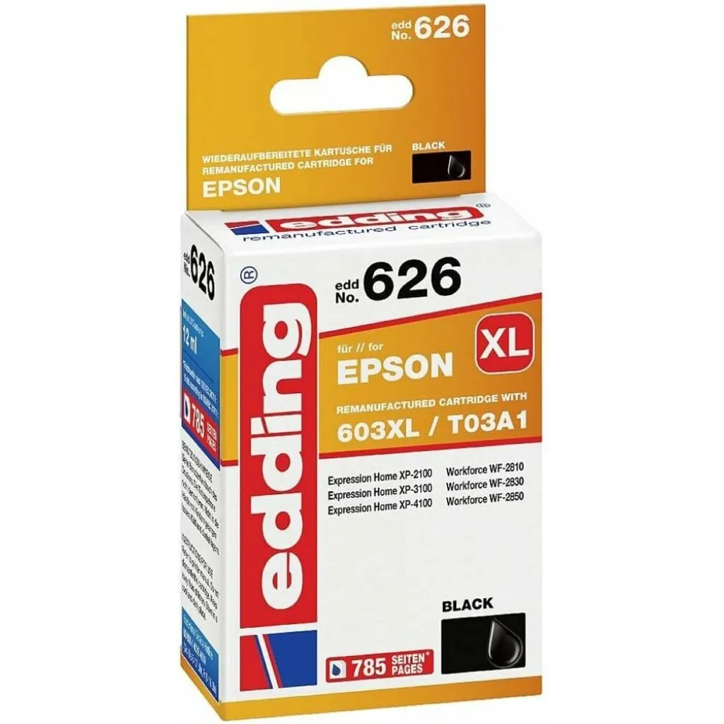 Cartuccia edding 626 Nero Bk Compatibile con Epson 603XL - Offerta