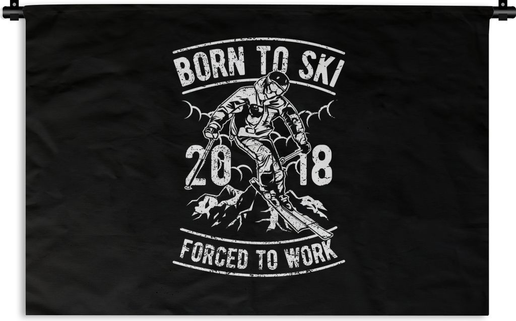 MuchoWow Wandteppich Wandbehang Ski - Berg - Retro 90x60 cm Tapisserie Dekoration Wandtuch - Wandskulpturen - Bildteppich