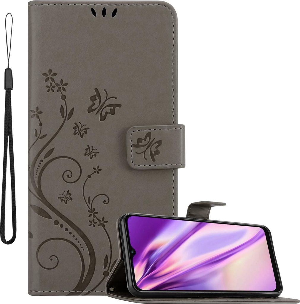 Cadorabo Hülle für Samsung Galaxy A13 5G Schutz Hülle in Grau Schutzhülle Handy Hülle Etui Case Blumen Flower