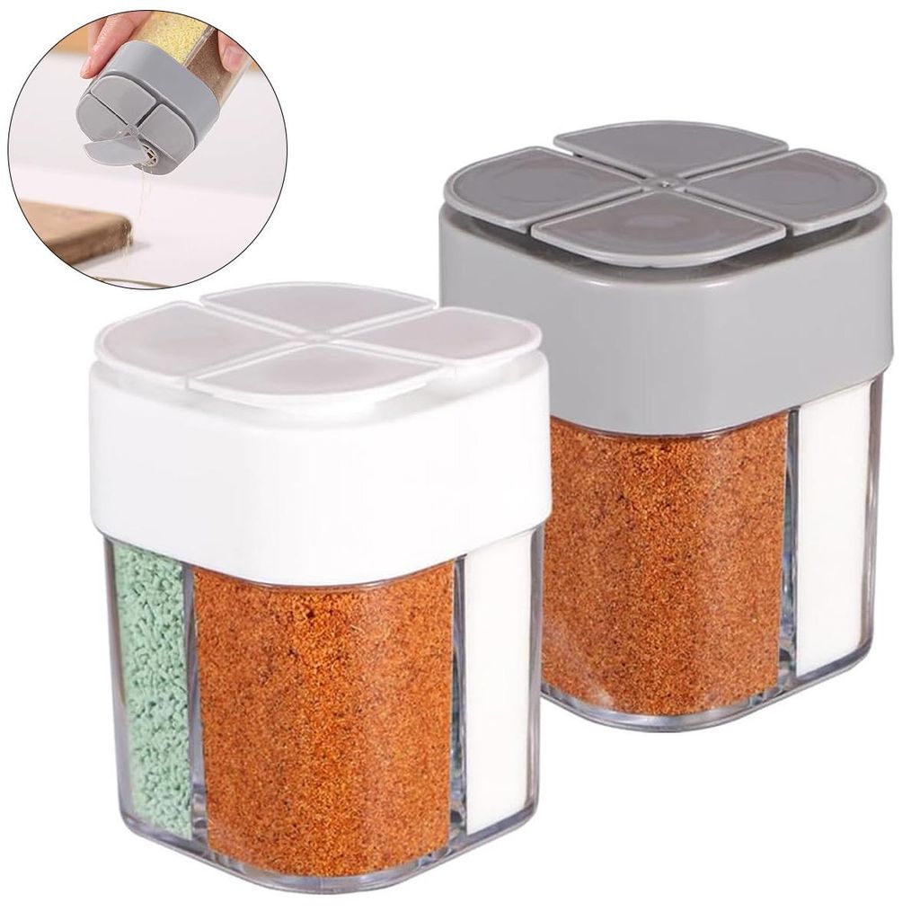 4-in-1 Gewürzbox, 2er-Set, Klappdeckel, 4 Fächer, Produktbild 