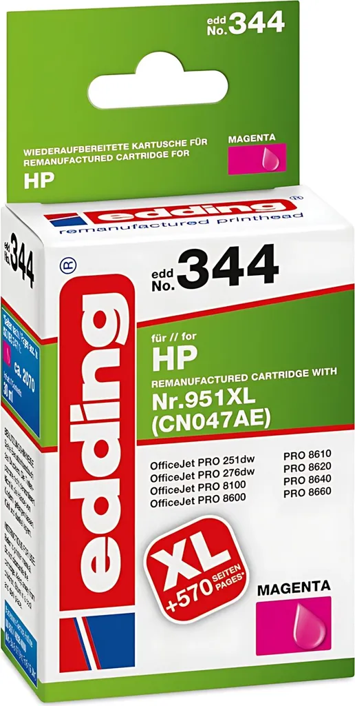 Cartouche edding 18-344 Cyan pour HP 951XL Idéale pour Bureautique Pro