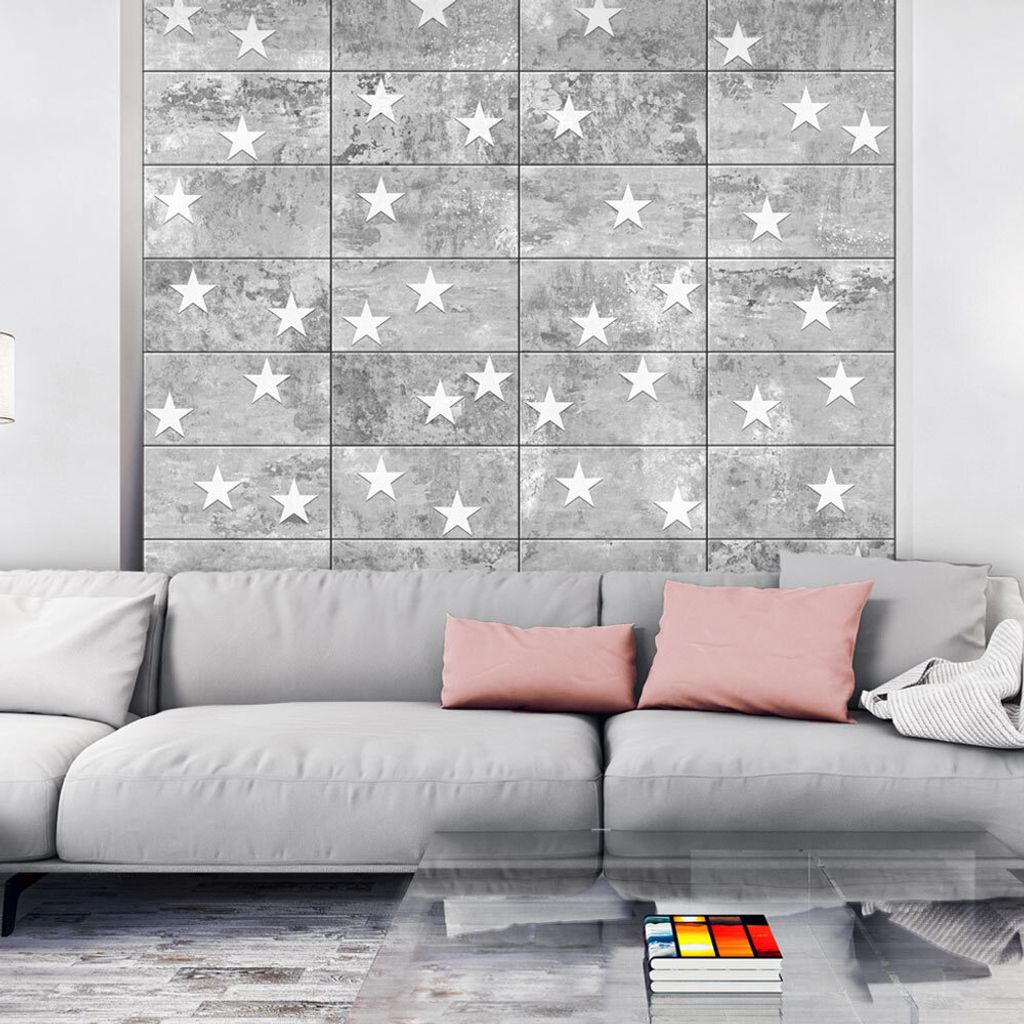 PURO TAPETE selbstklebend 10m Wandtattoo dekorative Möbelfolie Dekorfolie Fotofolie Panel Wandaufkleber Wandposter Wandsticker - Sterne Beton f-A-...