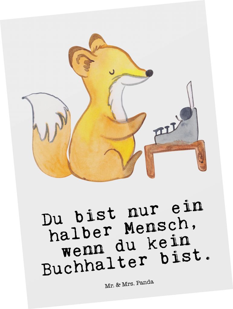 Mr. & Mrs. Panda Postkarte Buchhalter Herz - Weiß - Geschenk, Beruf, Angestellter, Ansichtskarten, bildkarte, Spruch, Lustig, Postkarten, Ansichts...