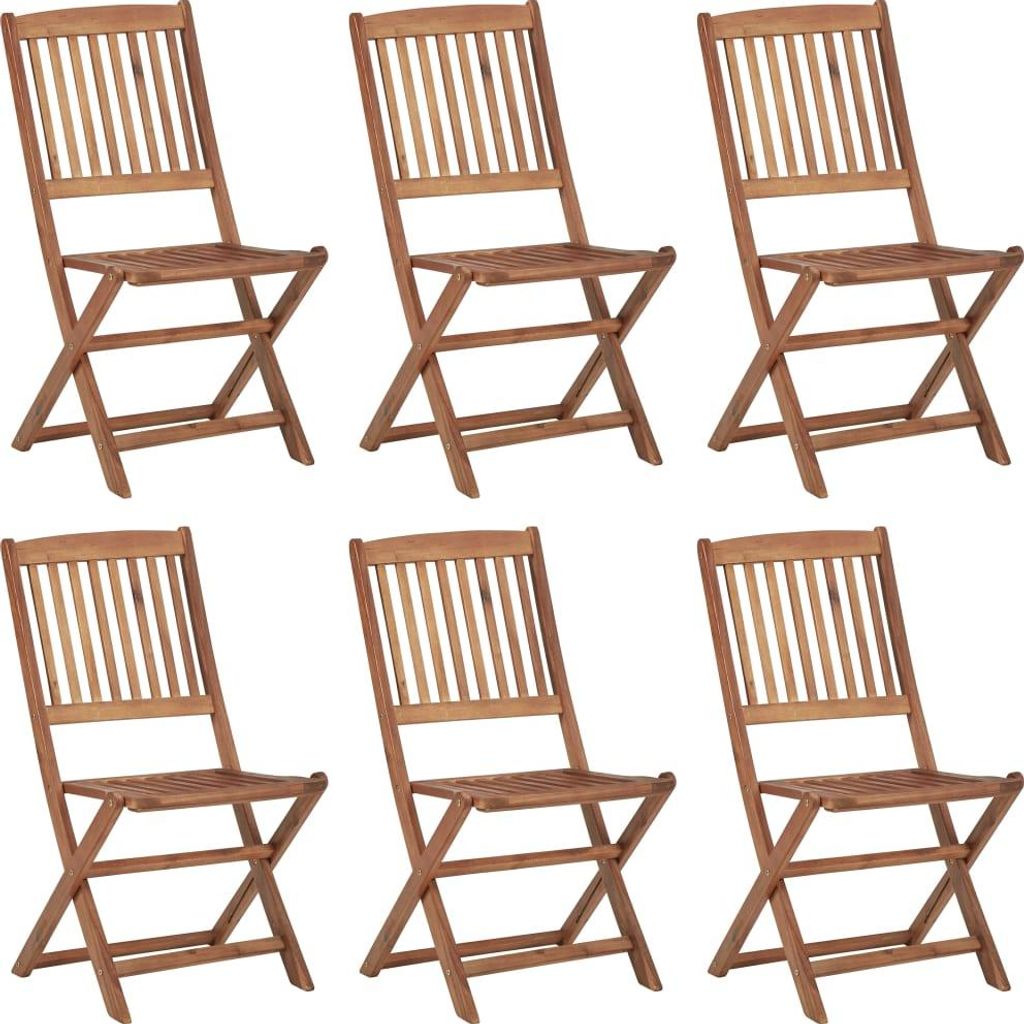 vidaXL Klappbare Gartenstühle 6 Stk. mit Kissen Massivholz Akazie