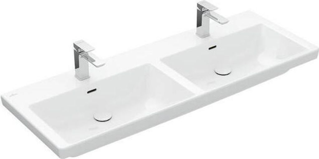 Villeroy & Boch Subway 3.0 Schrank-Doppelwaschtisch, ohne Hahnloch, ohne Überlauf, ungeschliffen, 1300x475mm, 4A71D3R1