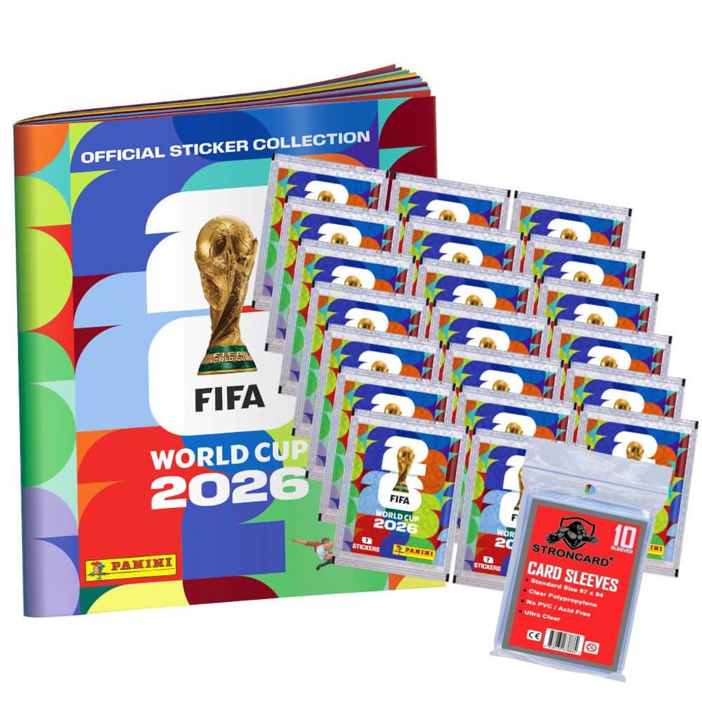 Fifa World Cup 2026 Sticker - WM Sammelsticker - 1 Album + 20 Tüten + 10 STRONCARD Sleeves