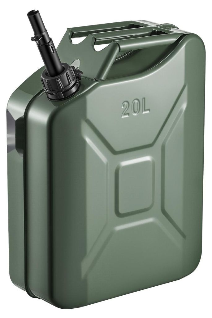 Kraftstoffkanister - Benzinkanister 20 Liter aus Metall - Mit Ausgießer - Komfortgriff - Durchflussrate 6 l/min - Auslaufsicher - Korrosionsbestä...