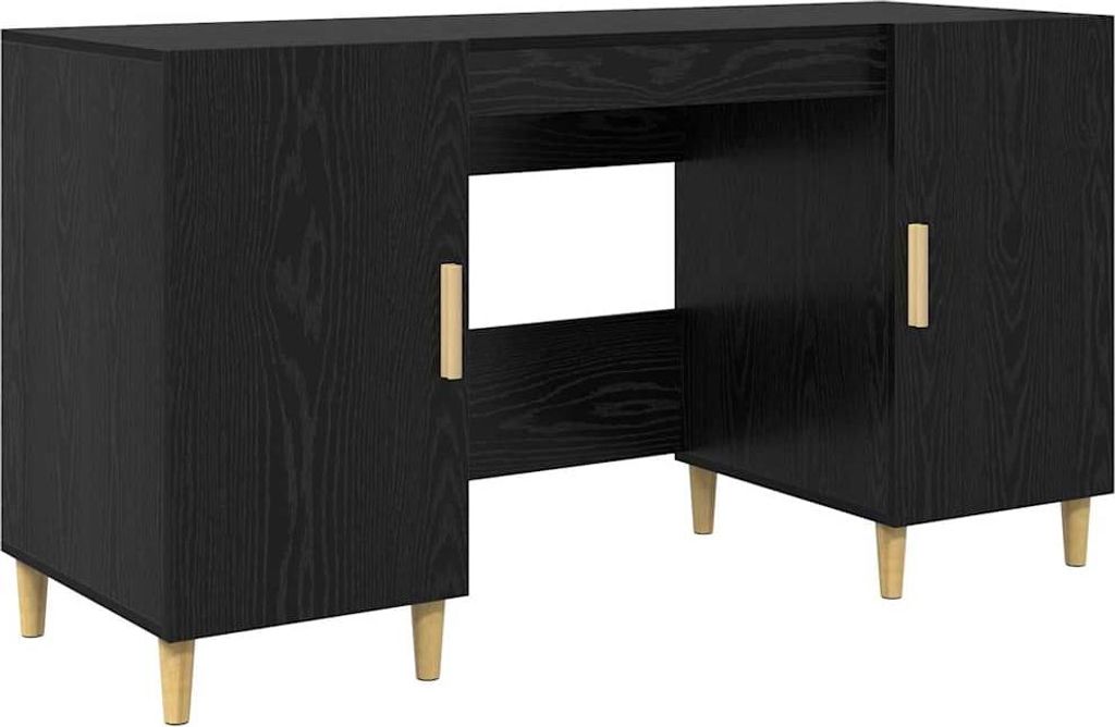 vidaXL Schreibtisch mit Regal Schwarz Eichen-Optik 140 x 50 x 75 cm