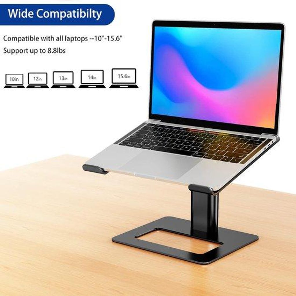 Verstelbare Aluminium Laptopstativ Schwarz