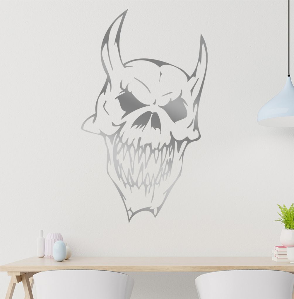 teuflische Fratze Wandtattoo in 6 Größen - Wandaufkleber Wall Sticker - Dekoration, Küche, Wohnzimmer, Schlafzimmer, Badezimmer