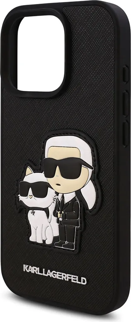 Coque iPhone 16 Pro Max Karl Lagerfeld Saffiano avec Karl et Choupette