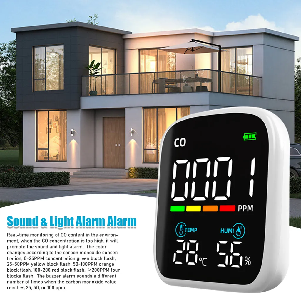 Capteur de CO électrochimique multifonction avec écran LED rétroéclairé - 5
