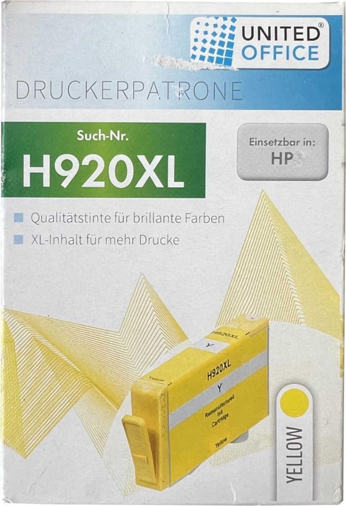 United Office Druckerpatrone H920XL Kompatibel mit HP Gelb Produktbild 