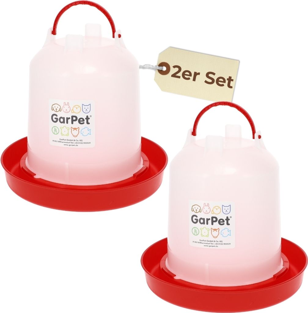 2er Set Hühnertränke 6 L Geflügeltränke Hühnerzubehör Wasserspender Hühner Kükentränke Wassertränke Hühner Hühnertränke Automatisch Tr...