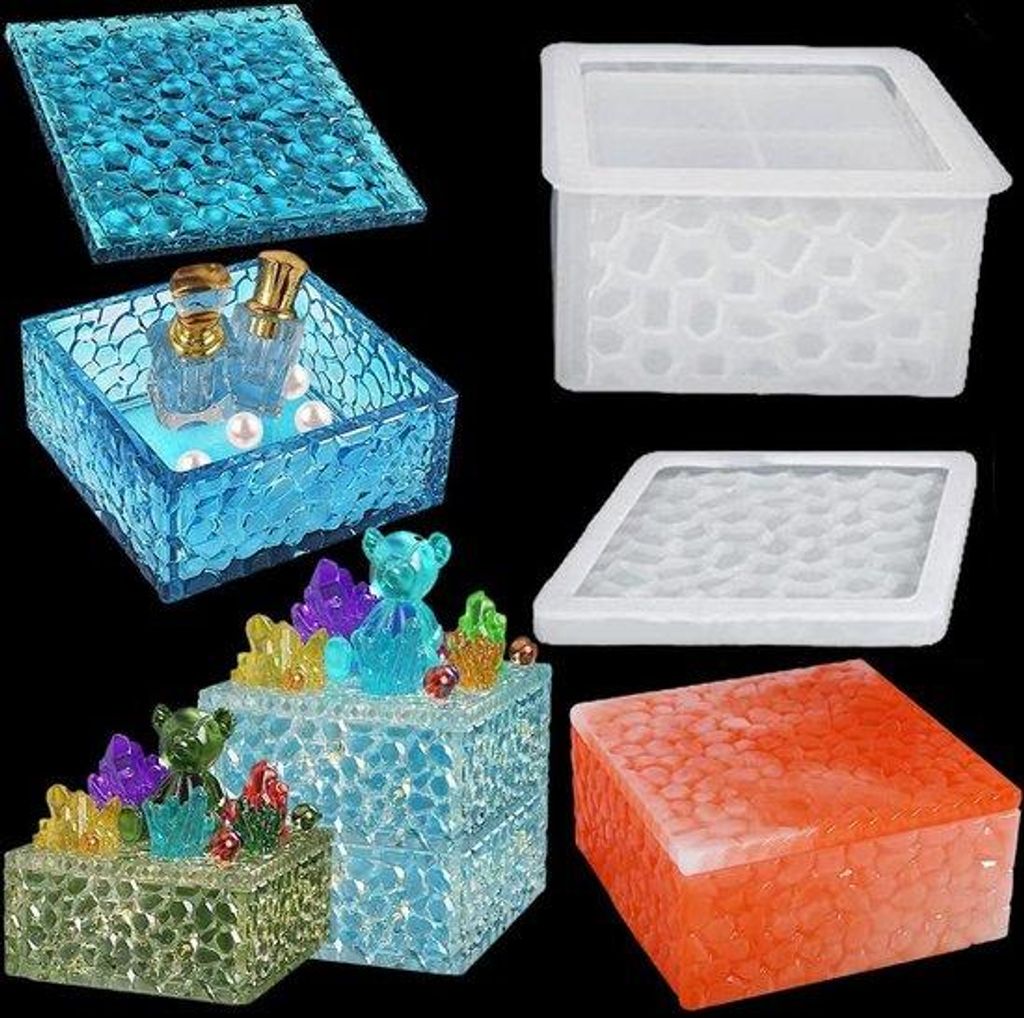 Silikon-Schrankenbox mit Deckel - DIY Epoxy-Form - Sieradendoos und Blumenpottisch