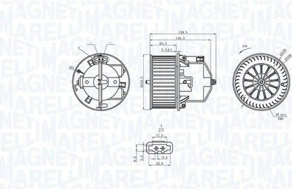 MAGNETI MARELLI Gebläsemotor Lüftermotor 069412360010 für VOLVO V70 II (285) 133,5mm