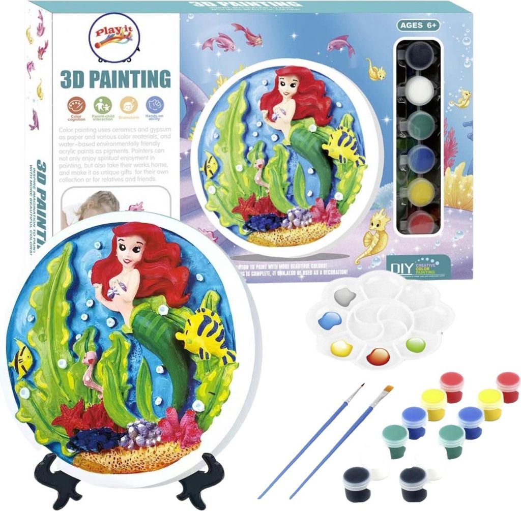 Kreativ-Set Gipsabdrücke Meerjungfrau Malfiguren Gipsfarben
