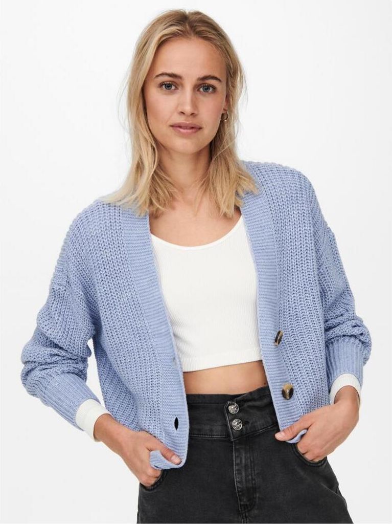 ONLY Kurze Strickjacke Langarm V-Ausschnitt Knitted Produktbild 9