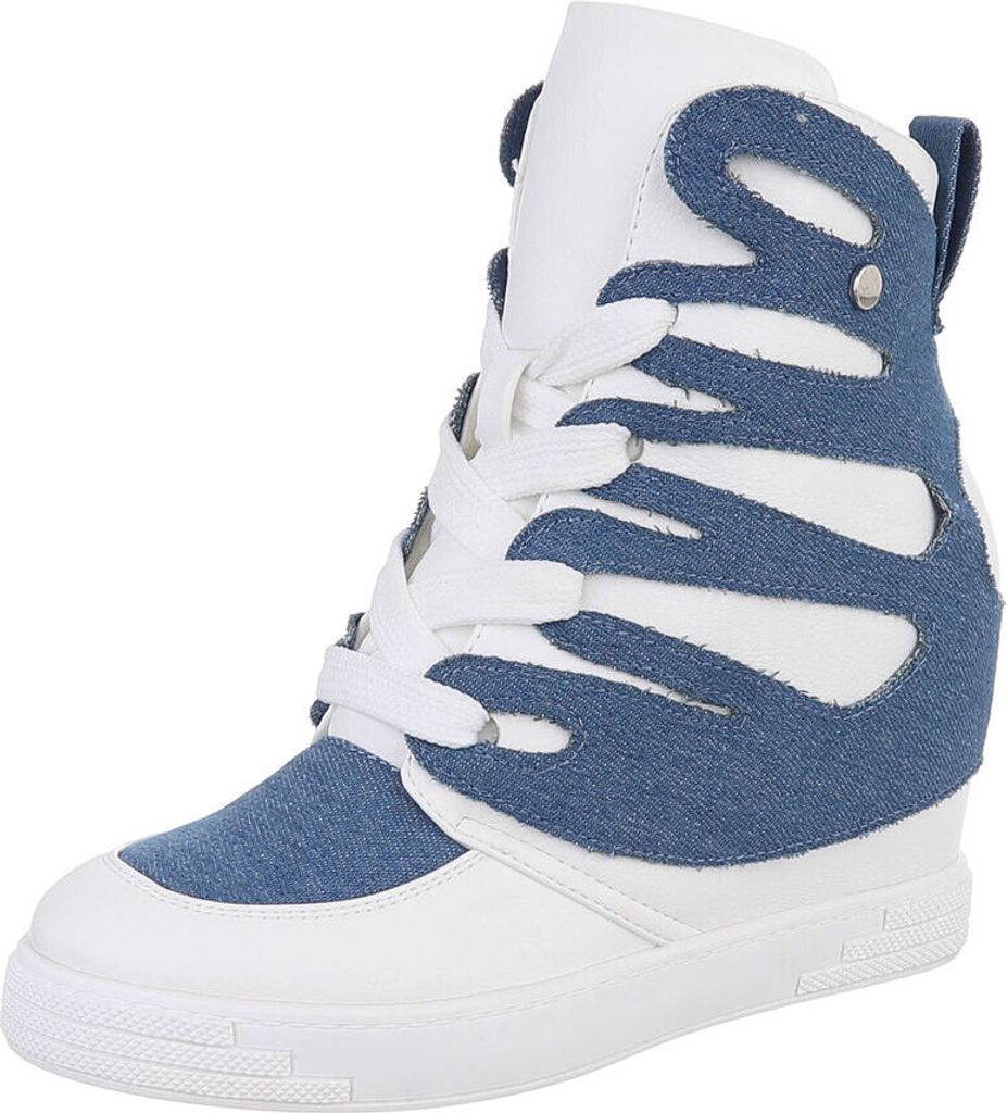 Ital-Design Damen Freizeitschuhe Stiefeletten Sneakers High High-Heel Stiefeletten Keilstiefeletten Textiloptik, Lederoptik Schnürstiefeletten 871...