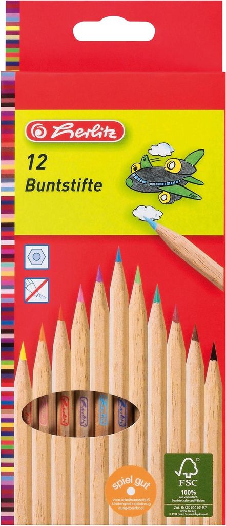 Herlitz Buntstifte 6-kant natur 12er Hängeschachtel