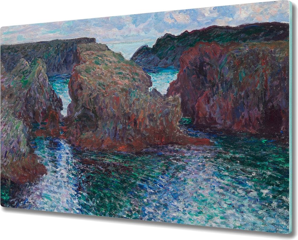 Coloray Hackbrett Herdabdeckplatte 80x52 cm Küchenbrett Kochplattenabdeckung Schneidebrett - Rocks Ocean Monet