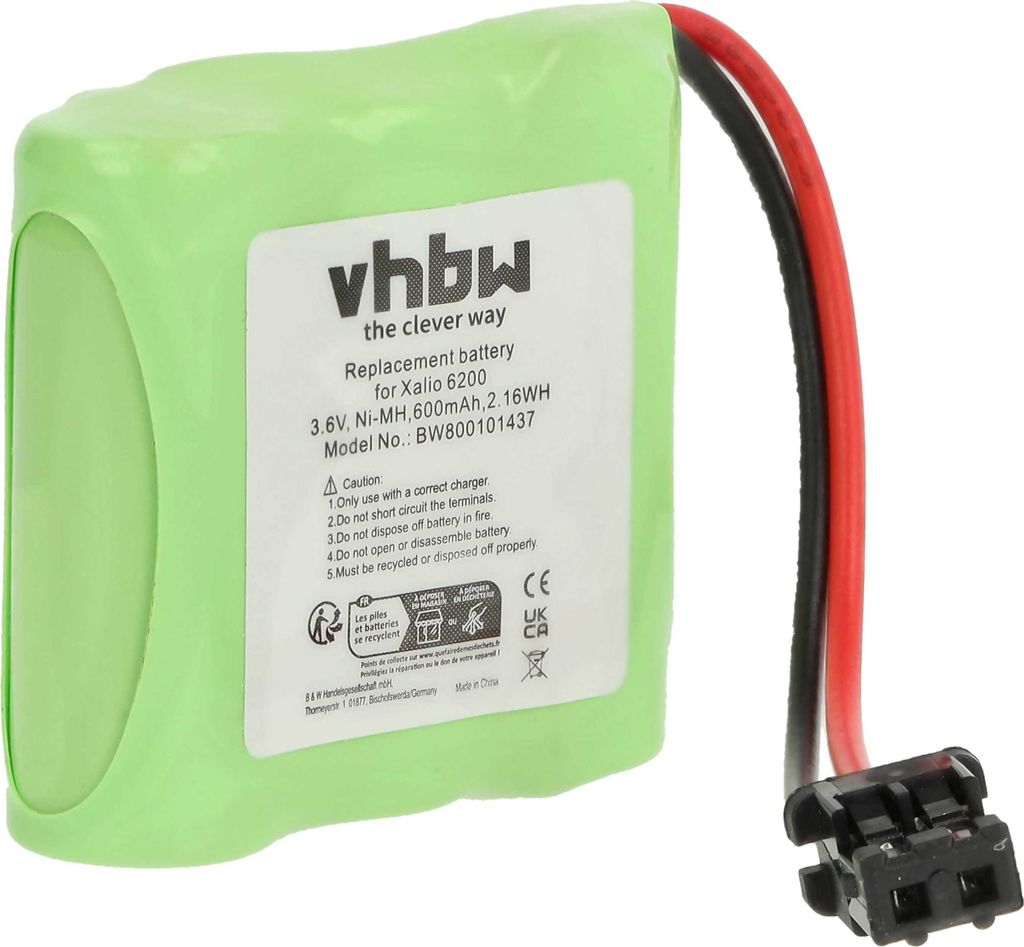 vhbw Akku kompatibel mit Uniden XCA4510, XCA4500, XCA2515, XCA2510, XC717, XCA2500, XC815, XC718 schnurlos Festnetz Telefon (600 mAh, 3,6 V, NiMH)