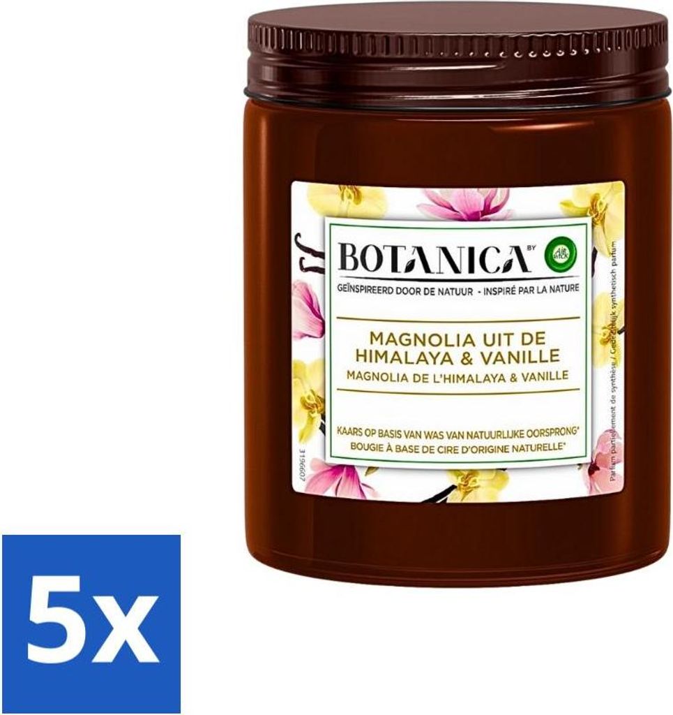 Botanica von Air Wick – Duftkerze – Vanille & Magnolie – 40 Stunden Brenndauer - Vorteilspack - 5 Stücke