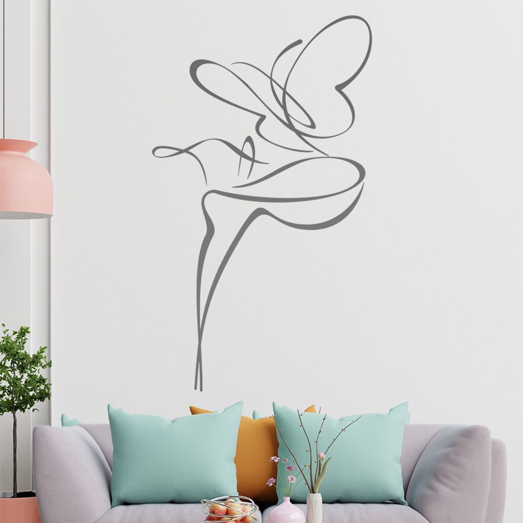 Schmetterling Linien Wandtattoo in 6 Größen - Wandaufkleber Wall Sticker - Dekoration, Küche, Wohnzimmer, Schlafzimmer, Badezimmer