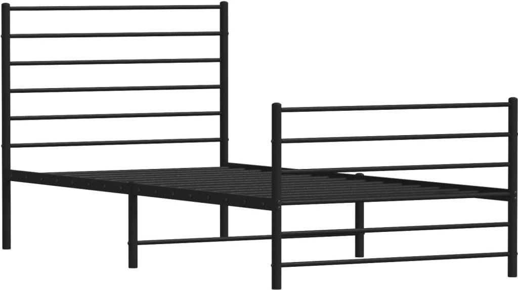 Bettgestell mit Kopf- und Fußteil Metall Schwarz 75x190 cm