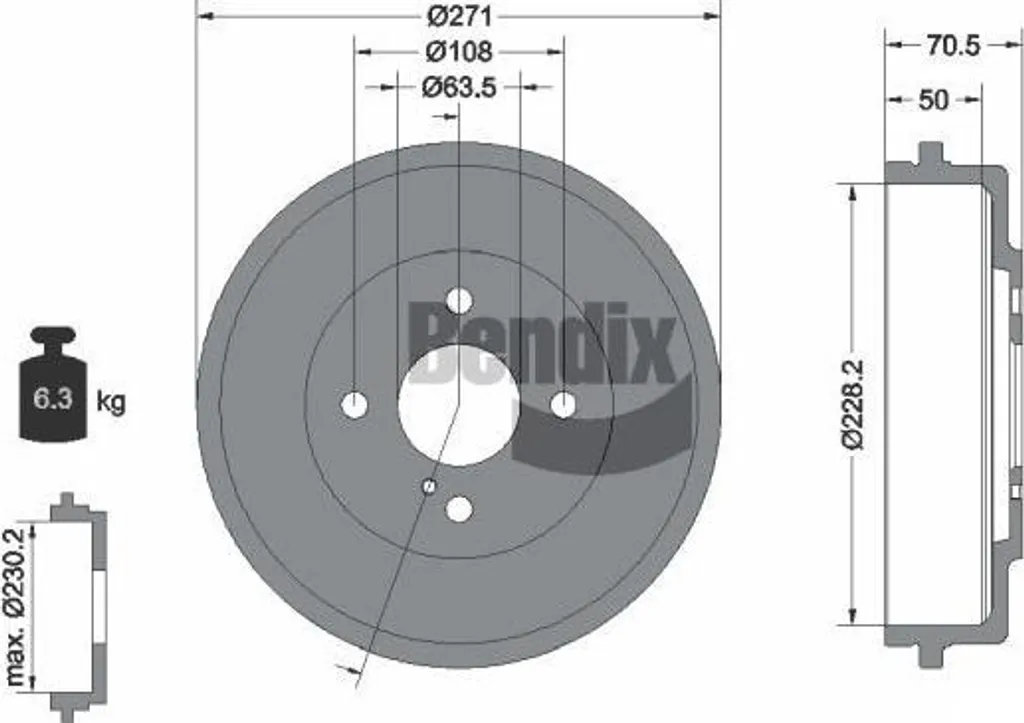 Stop Vibrations : Tambour de Frein BENDIX BDM1156 pour Ford Transit