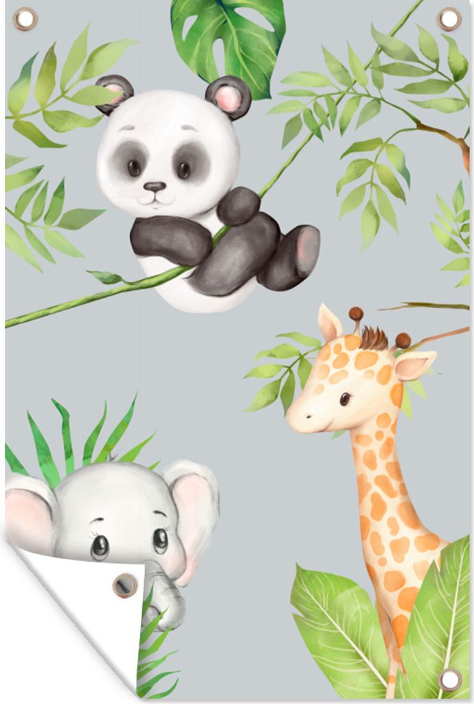 MuchoWow 60x90 cm Outdoor-Poster Gartendeko Sichtschutz Garten Poster für den Garten Tiere - Kinder - Dschungel