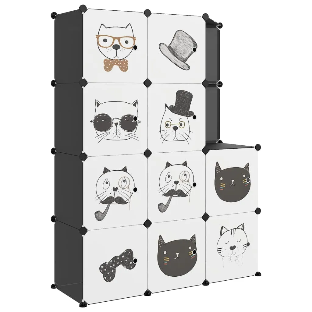 Armoire enfant 10 cubes noir PP système modulaire montage sans outils
