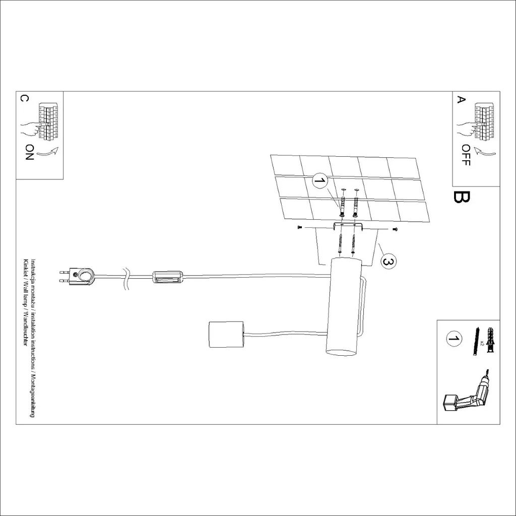 Applique NIMBI E27 Sollux: Design Minimal in Legno 55cm con Switch - 10