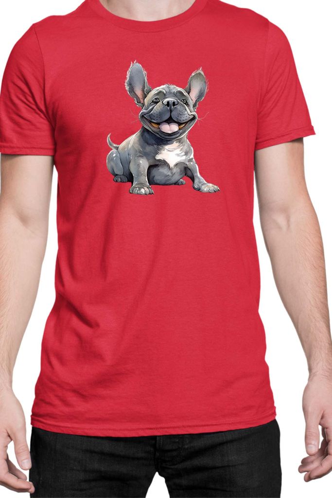 Herren T-Shirt Funny Dogs Breeds French Bulldog Breed Dog Breed, Man M / Rot